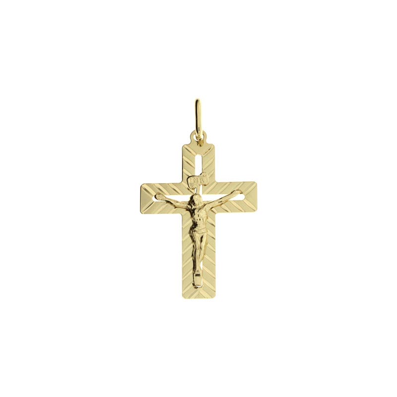 Croce diamantata CNF con Cristo giallo stampato