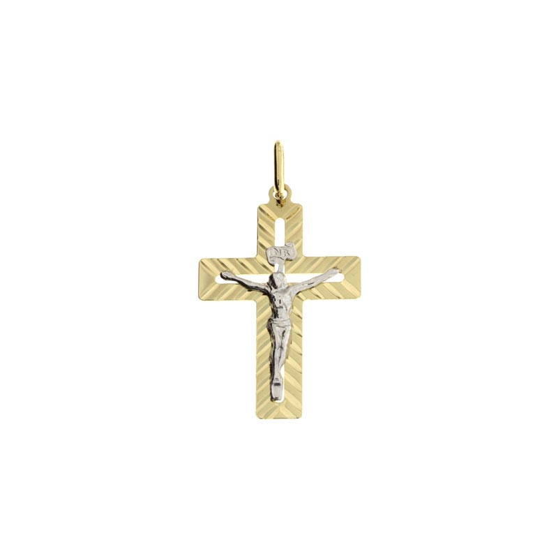 Croce diamantata CNF con Cristo bianco stampato