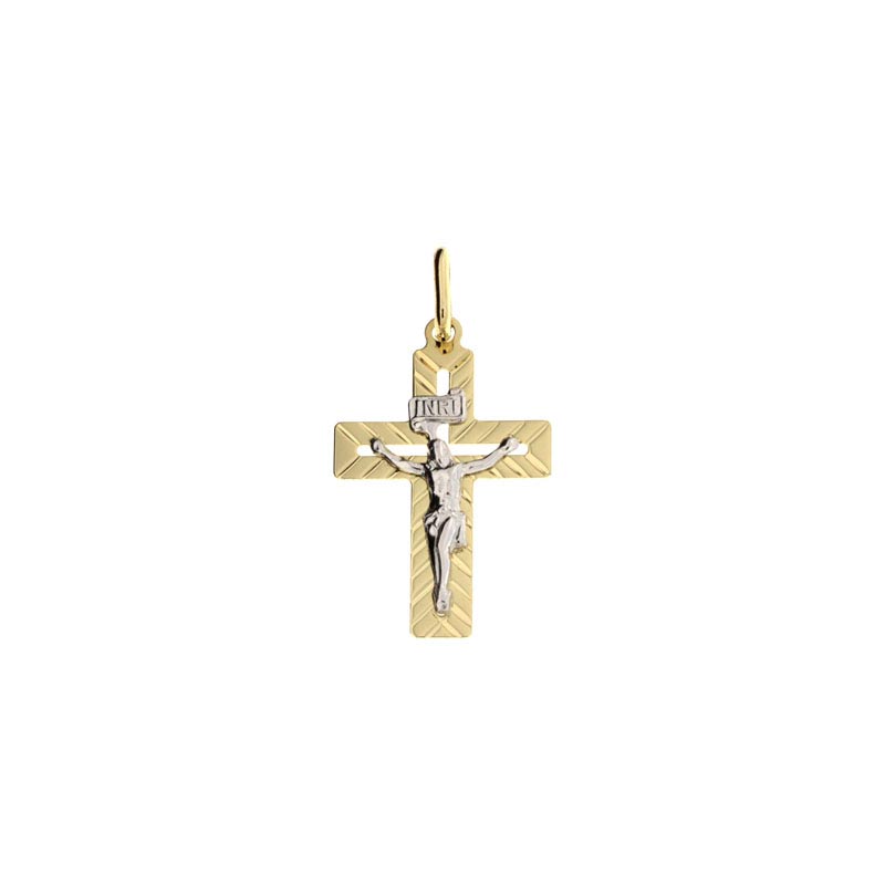 Croce diamantata CNF con Cristo bianco stampato