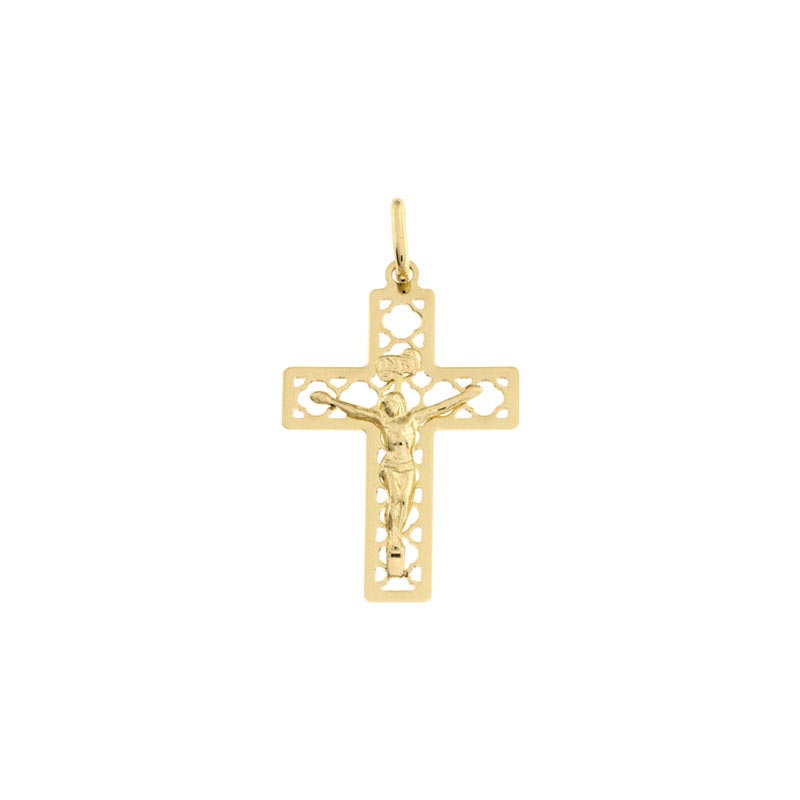Croce lucida CNF con Cristo giallo stampato