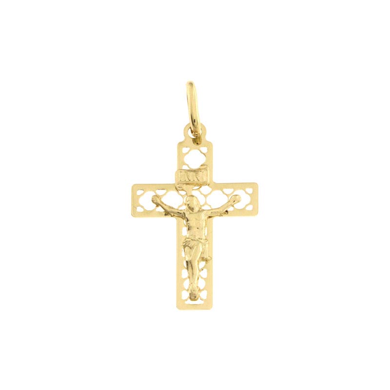 Croce lucida CNF con Cristo giallo stampato