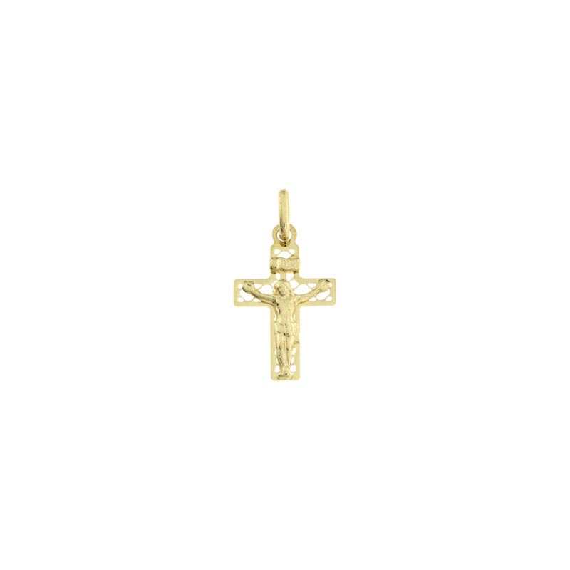 Croce lucida CNF con Cristo giallo stampato