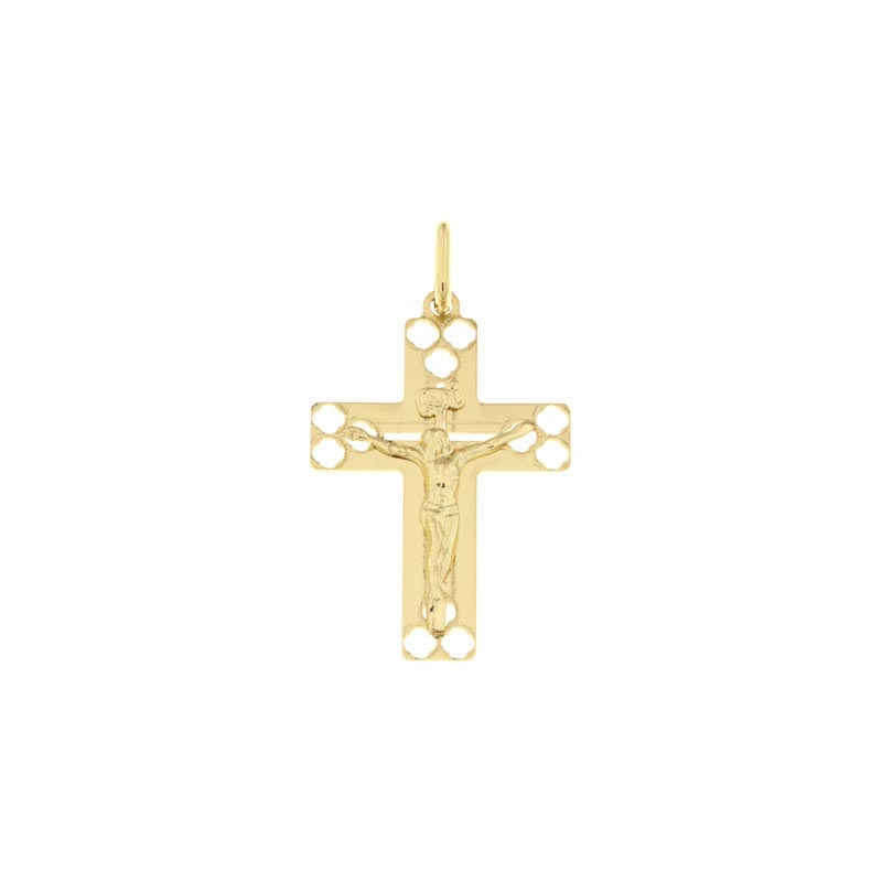 Croce lucida CNF con Cristo giallo stampato