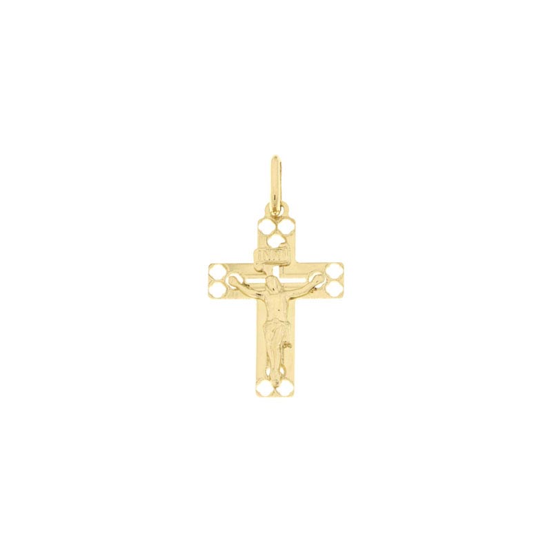 Croce lucida CNF con Cristo giallo stampato