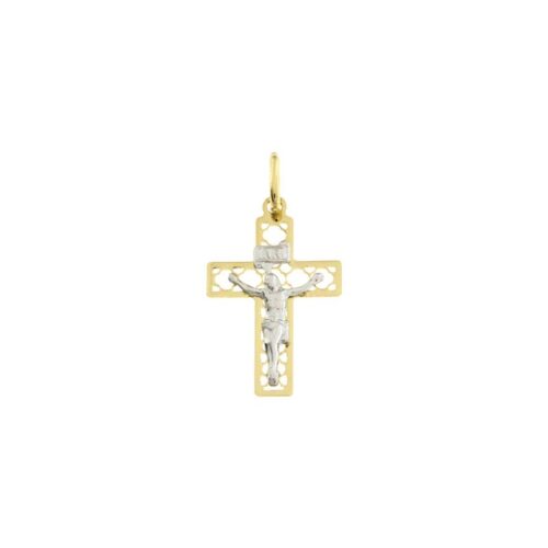 Polished cross CNF with moulded white Christ